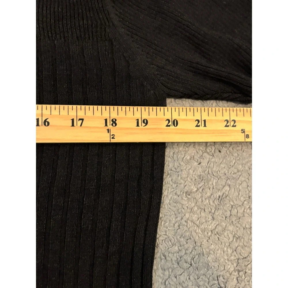Silx 100% Silk Black Short Sleeve Turtleneck Ribbed Knit Sweater XL